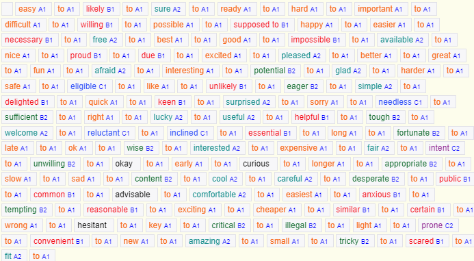 BE Adjective TO infinitive English Grammar Profiler